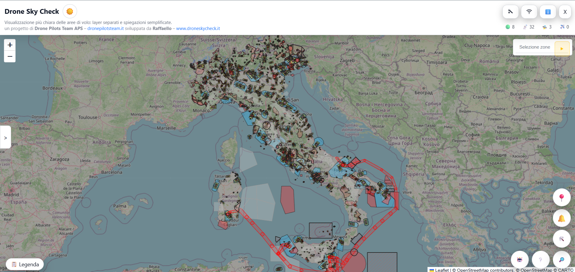 Barra superiore della Dashboard