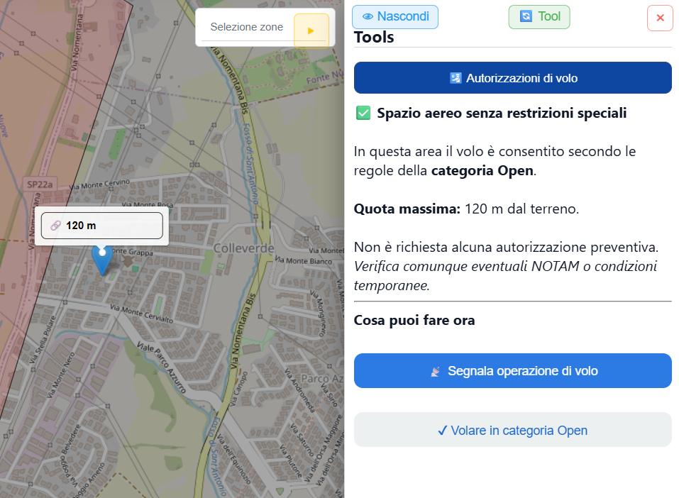 Creazione di una area operativa dal tool Autorizzazioni di volo
