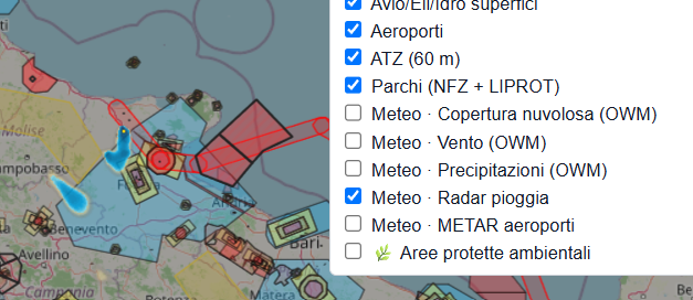 Layer radar pioggia RainViewer
