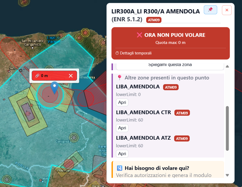Esempio di zone sovrapposte sulla mappa