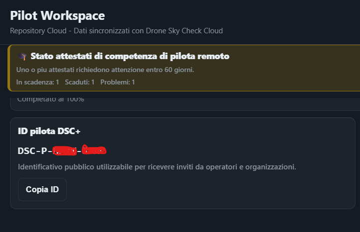 ID pilota DSC+ nel profilo