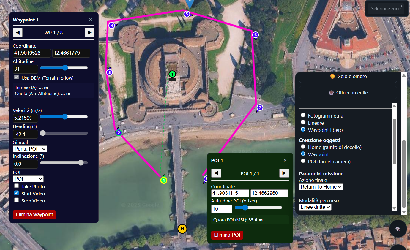 Esempio di missione waypoint libera