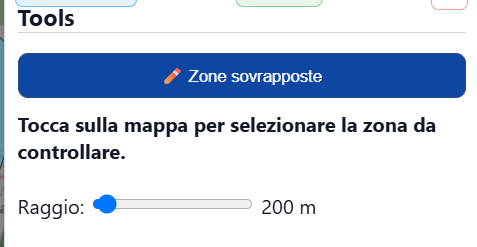 Selezione del raggio nello strumento Zone sovrapposte